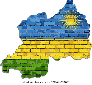 Rwanda map on a brick wall - Illustration