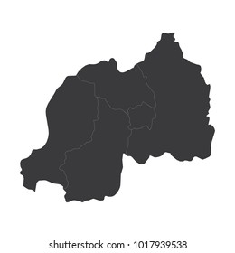 Rwanda map on white background vector, Rwanda Map Outline Shape Black on White Vector Illustration, High detailed black illustration map -Rwanda.
