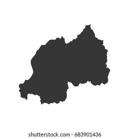 Rwanda map outline on the white background. Vector illustration