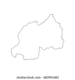 Rwanda map outline on the white background. Vector illustration