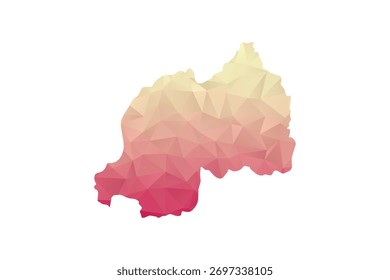 Rwanda Map - Polygon Style Vector Illustration in Peach and Pink Gradient, Low Poly Geometric Design, Isolated on White Background for Infographics and Projects.
