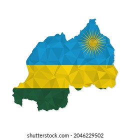Rwanda map in polygonal style on white background. Vector illustration eps 10.