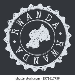 Rwanda Map Seal. Silhouette Postal Passport Stamp. Round Vector Icon Postmark.