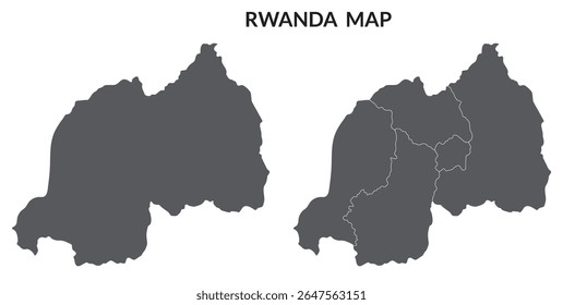 Rwanda map. Map of Rwanda in set grey color
