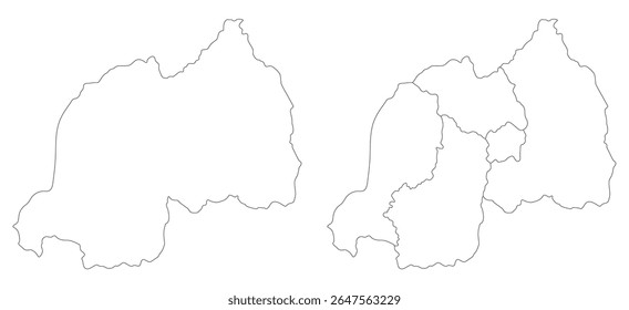 Mapa de Ruanda. Mapa de Ruanda en color blanco