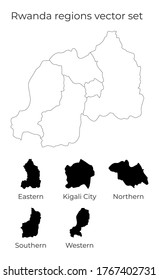 Ruanda Karte mit Formen von Regionen. Leere Vektorkarte des Landes mit Regionen. Grenzen des Landes für Ihre Infografik. Vektorgrafik.