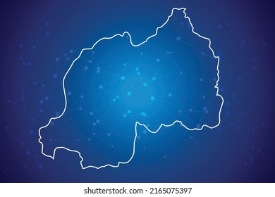 Rwanda Map Technology  With Network Connection Background