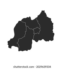 Rwanda map vector, dark color.isolated on transparent background. 