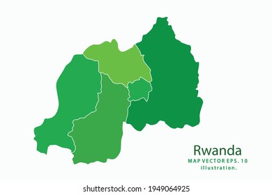 Rwanda map. Vector eps10. green color. on white backgrounds.