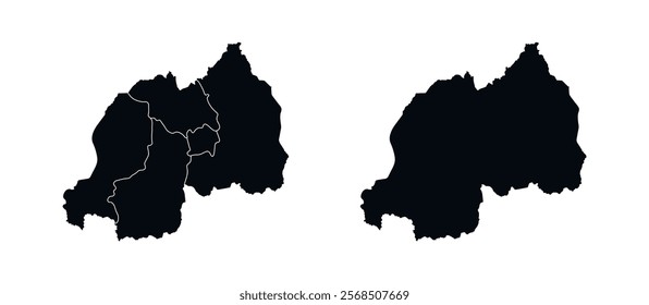 Rwanda Map vector icon. Map of Rwanda Black Silhouette.