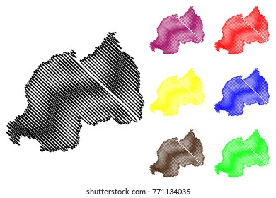 Rwanda map vector illustration, scribble sketch Republic of Rwanda