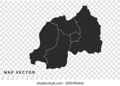 Rwanda map vector, isolated on transparent background