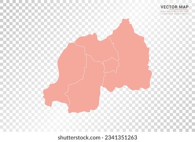 Rwanda map vector orange color on transparent background.