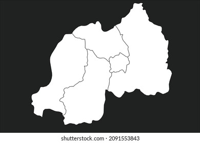 Rwanda map White Color on black Background