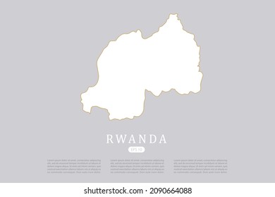 Rwanda Map - World Map International vector template with white color and thin gold outline graphic sketch style isolated on grey background for design - Vector illustration eps 10