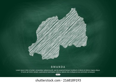 Mapa de Ruanda - Mapa Mundial Plantilla vectorial internacional con esbozo blanco, dibujo gráfico y estilo escolar antiguo aislado en el fondo del tablero verde - Ilustración vectorial 10