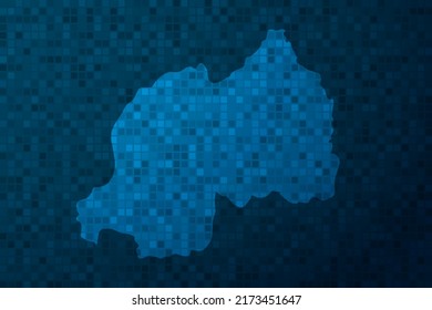 Rwanda Map - World Map international vector template with technology style isolated on blue pixel background for education, design, website, infographic - Vector illustration eps 10