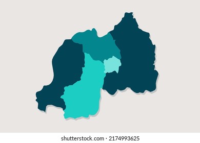 Rwanda Map - World Map International vector template with High detailed including blue and green outline color isolated on white background - Vector illustration eps 10