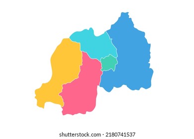 Rwanda Map - World Map International vector template with High detailed including blue, green, pink, and yellow outline color isolated on white background - Vector illustration eps 10