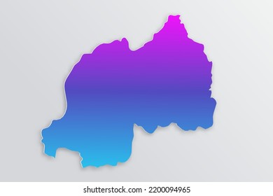 Rwanda Map - World map International vector template with 3D, paper style including shadow and Gradient blue, purple color on grey background for design, infographic - Vector illustration eps 10