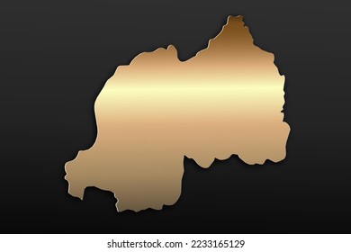 Mapa de Ruanda - Mapa mundial Planilla vectorial internacional con 3D, estilo de lujo dorado que incluye sombra sobre el fondo negro para el diseño, la educación, el sitio web, la infografía - Ilustración vectorial eps 10