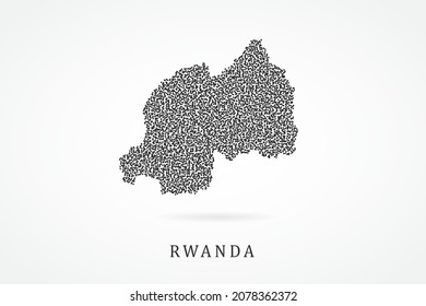 Rwanda Map - World map vector template with Black grid on white background  for education, infographic, design, website, banner - Vector illustration eps 10