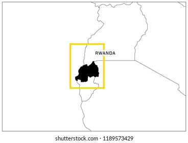 Rwanda map yellow frame geography national