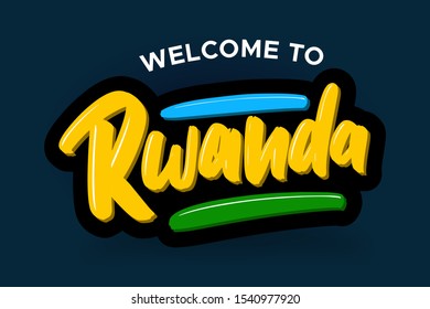 Rwanda modern brush lettering text. Vector illustration logo for business, print and advertising