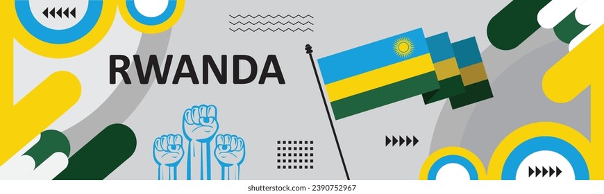 Rwanda national day banner design. geometric triangles, blue yellow green color.independence day banner background..eps
