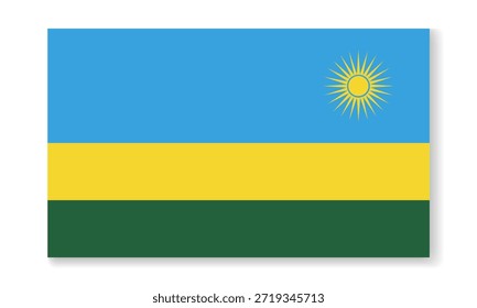 Ruanda Nationalflagge im flachen Stil. Vektor, flacher Hintergrund.