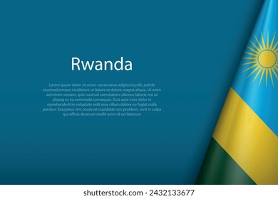 Rwanda national flag isolated on dark background with copyspace