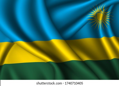 Rwanda national flag of silk. Vector fabric texture