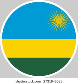 Ilustración vectorial nacional de la bandera de Ruanda en forma de círculo, diseño de alta calidad