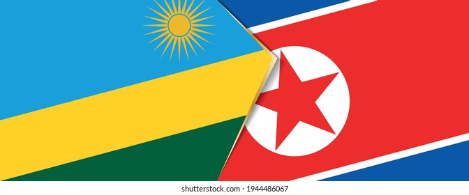 Rwanda and North Korea flags, two vector flags symbol of relationship or confrontation.