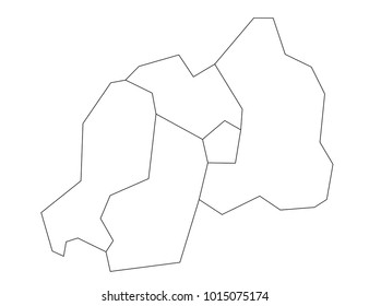 rwanda outline map. detailed isolated vector country border contour map on white background.