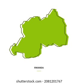 Rwanda Outline Map with Green Colour. Modern Simple Line Cartoon Design - EPS 10 Vector