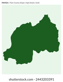 Rwanda plain country map. High Details. Solid style. Shape of Rwanda. Vector illustration.