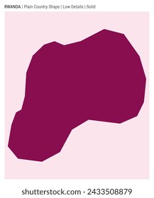 Mapa del país de Ruanda. Detalles bajos. Estilo sólido. Forma de Ruanda. Ilustración vectorial.