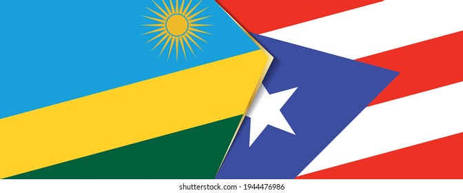 Ruanda und Puerto Rico Flaggen, zwei Vektorflaggen Symbol für Beziehung oder Konfrontation.