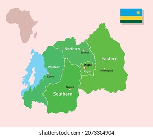 Karte der ruandischen Vectorbilder-Regionen
