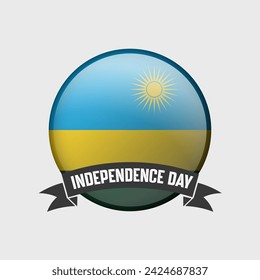 Rwanda Round Independence Day Badge