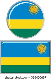 Rwanda round and square icon flag. Vector illustration Eps 8.