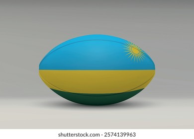 Rwanda rugby ball featuring the national flag design on a gray background