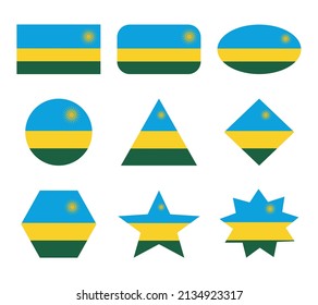 Ruanda-Reihe von Flaggen mit geometrischen Formen