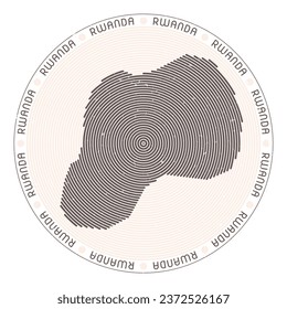 Ruanda formt Radialbögen. Country round Symbol. Ruanda Logo Design Poster. Schöne Vektorgrafik.