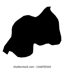 Rwanda - solid black silhouette map of country area. Simple flat vector illustration.