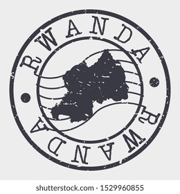 Rwanda Stamp Postal. Map Silhouette Seal. Passport Round Design. Vector Icon. Design Retro Travel.