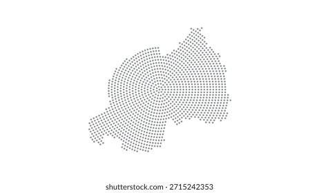 Ruanda Mapa de puntos de semitono estilizado con patrón circular concéntrico