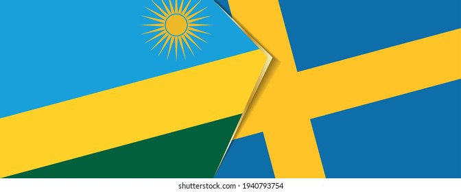 Banderas de Rwanda y Suecia, dos banderas vectoriales símbolo de relación o enfrentamiento.