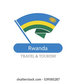 Rwanda The Travel Destination logo - Vector travel company logo design - Country Flag Travel and Tourism concept t shirt graphics - vector illustration
